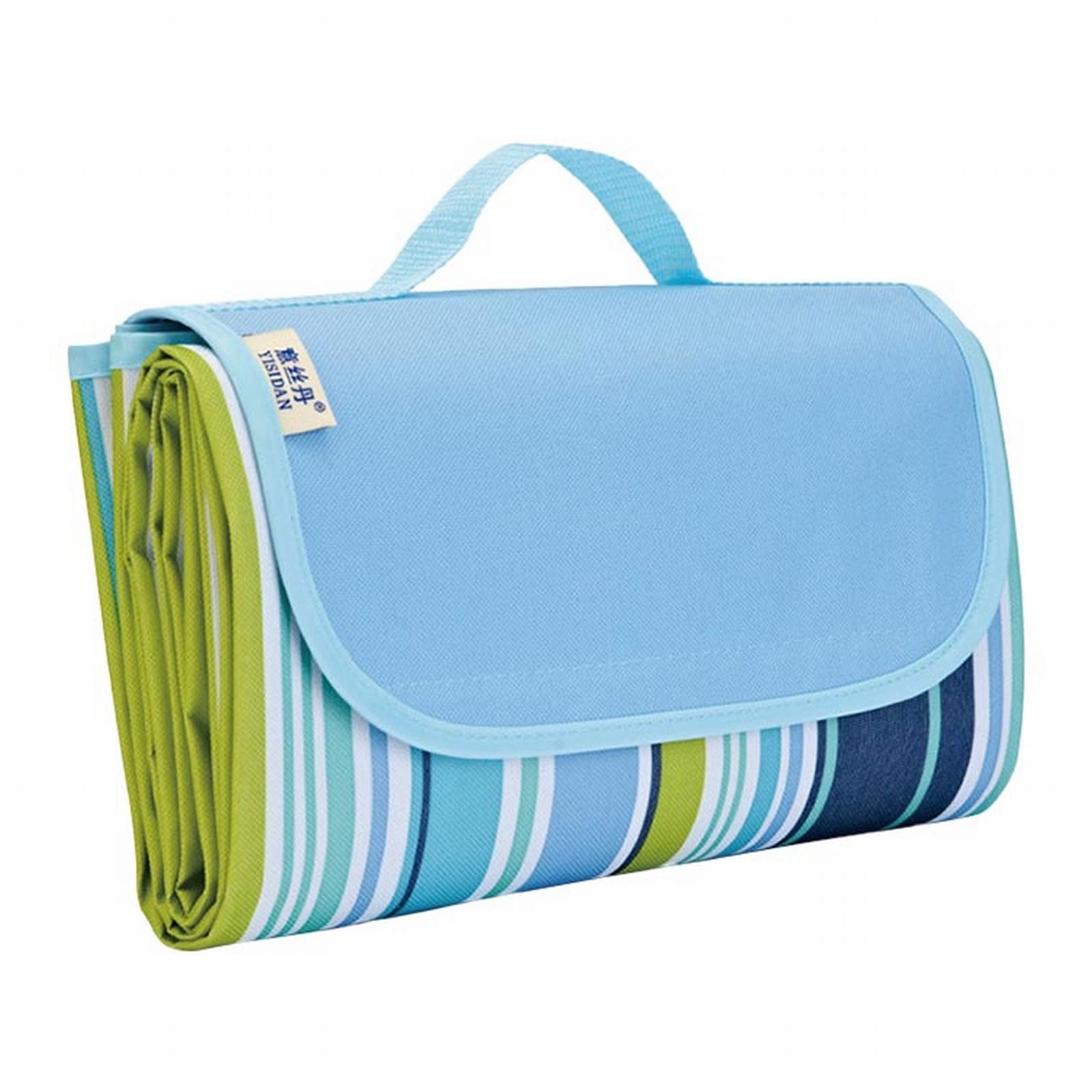 thumbnail image 3 of Manta de picnic y arena a prueba de Durable plegable extra grande Mat para viajes al aire libre playa parque portátil con bolsa de viaje Azul 79 In. X 59 In, 3 of 4